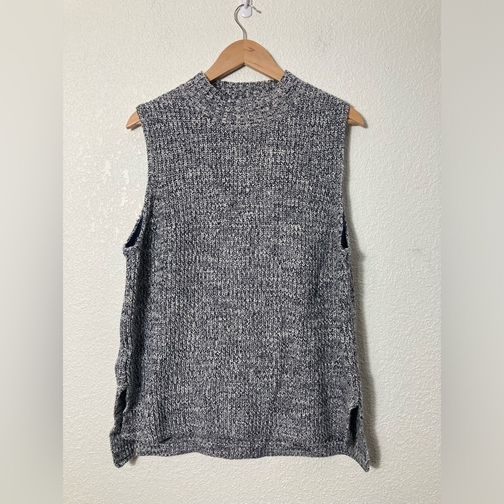 J Crew factory mock turtle neck sleeveless knit sweater XL cotton wool blend